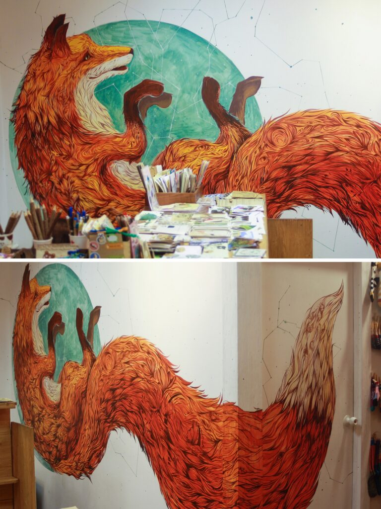 Fox mural for educational centre