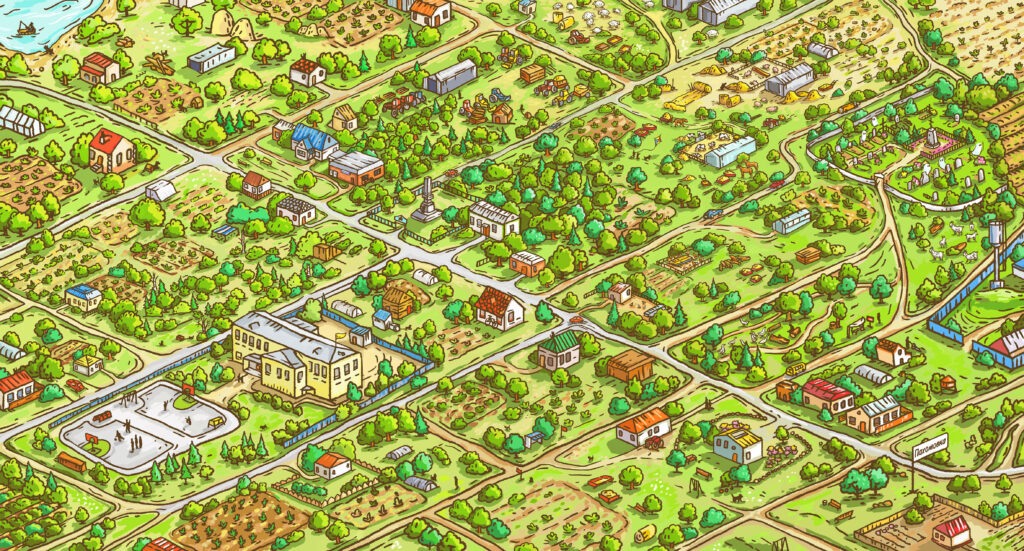 Village map illustration