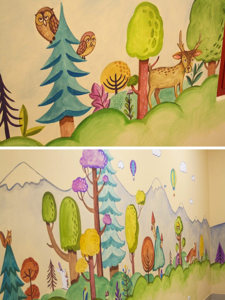 Painted murals in private school